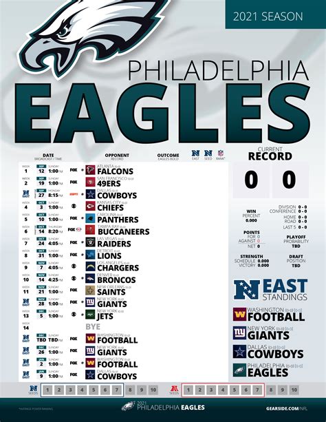 eagles schedule last season