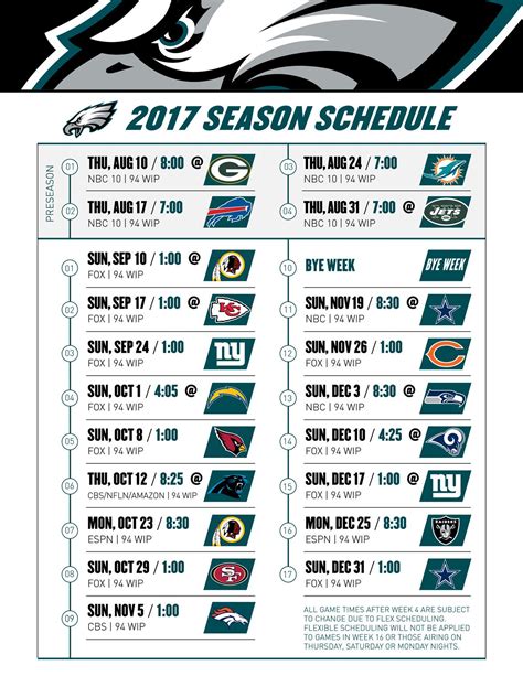 eagles season schedule