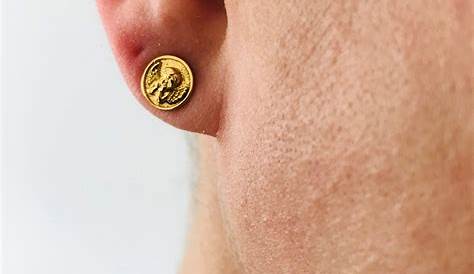 Mens Small Micro Pave Gold Hip Hop Earrings