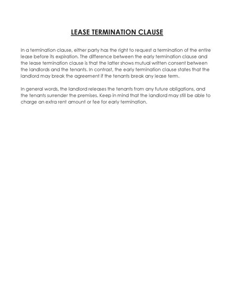 Early Lease Termination Clause Sample