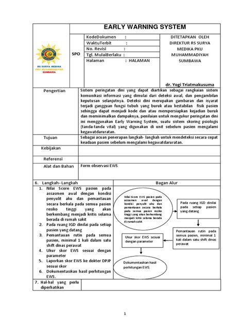 Early Warning System Sop