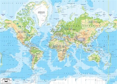 Map of World physical (small version) (General Map / Region of the