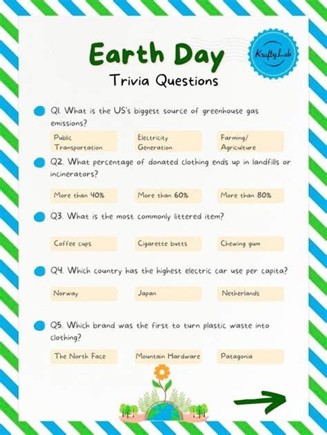earth day quiz for kindergarten
