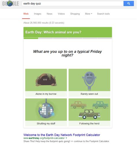 earth day quiz google