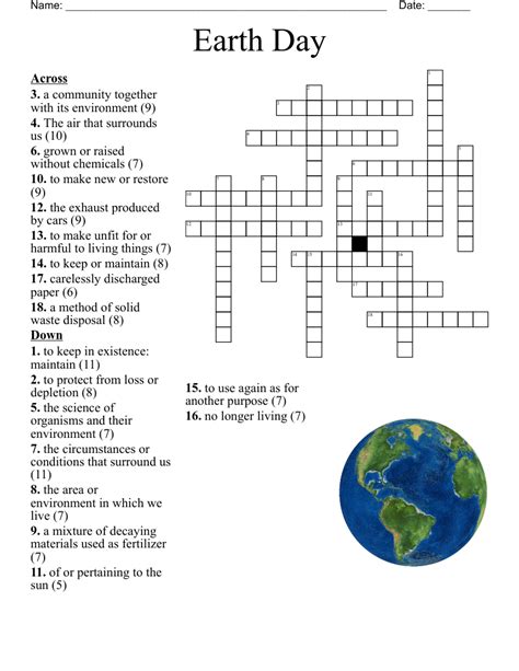 earth day subject crossword clue