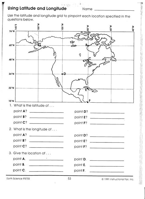 earth science latitude and longitude worksheet answers