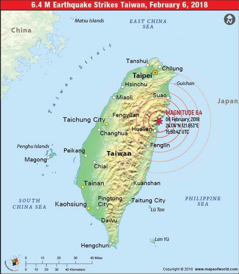 earthquake hits taiwan map