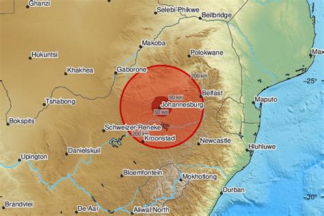 earthquake in gauteng map