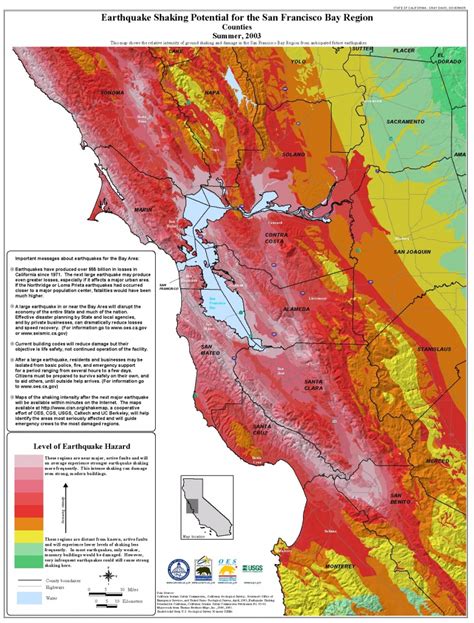 earthquake index map for california
