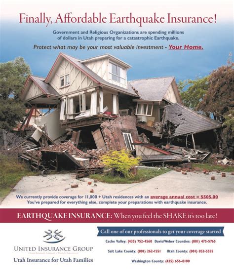 earthquake insurance cost utah