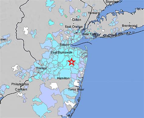 earthquake new jersey map