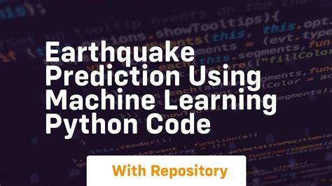 earthquake prediction using machine learning python code