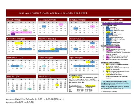 East Lyme Public School Calendar