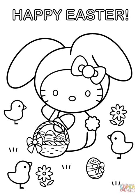 easter hello kitty coloring pages