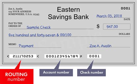 eastern ct savings bank routing number