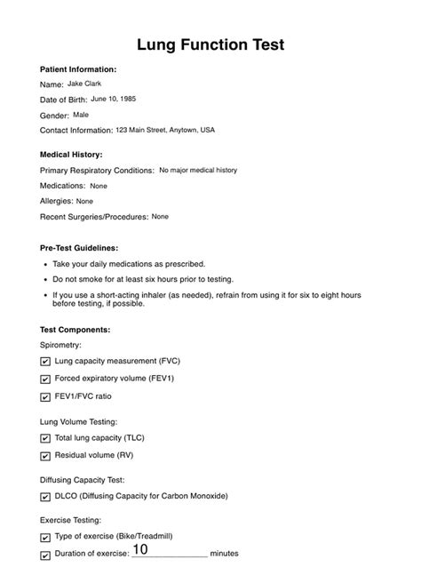 Eastern Health Lung Function Test