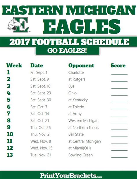 eastern michigan football schedule