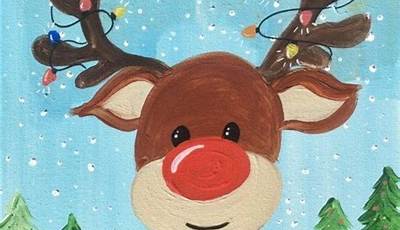 Easy Christmas Paintings For Beginners Reindeer