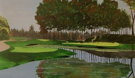 Golf "shot" on the 19th hole. Acrylic painting on canvas. | Acrylic