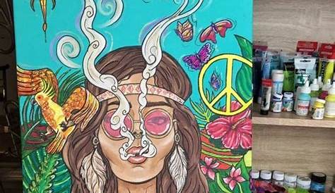 Trippy hippy art on canvas | Hippie painting, Diy canvas art, Diy
