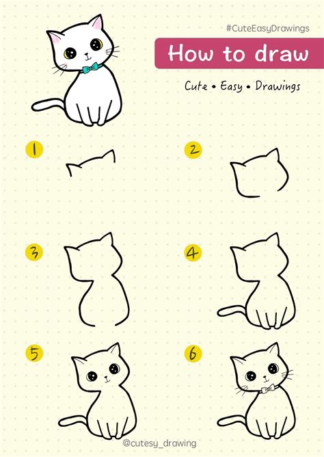 how to draw cute cat step by step infographic Facedrawer