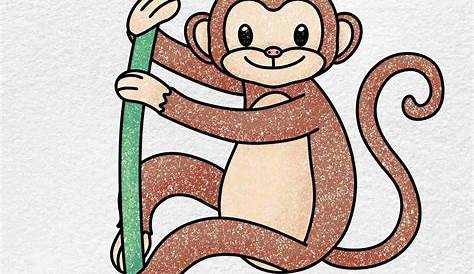 Monkey Drawing + Monkey Drawing | Easy cartoon drawings, Monkey drawing