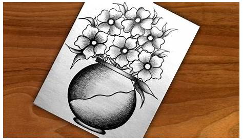 Easy Pencil Shading Drawings Of Flowers Pot How To Draw Flower Vase Drawing For Beginners Very