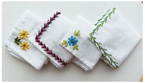 Easy Simple Hand Embroidery Designs For Handkerchiefs Set Of 3 Yellow Floral Applique Embroidered kerchiefs