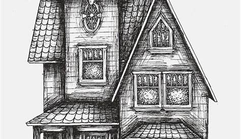 Easy Simple Old House Drawing How To Draw A Haunted · Art Projects For Kids