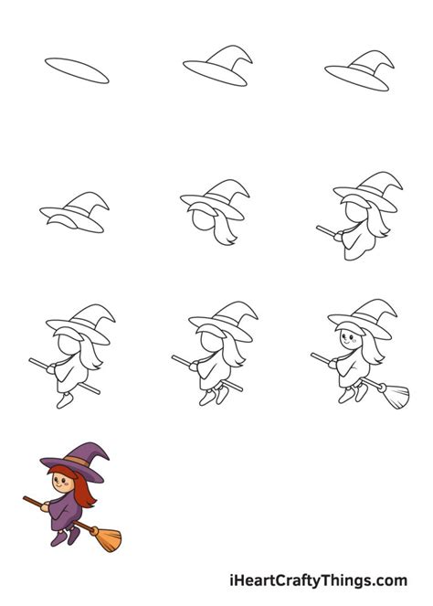 How to draw a cute witch in 6 steps