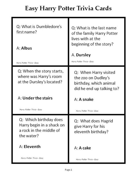 easy harry potter questions