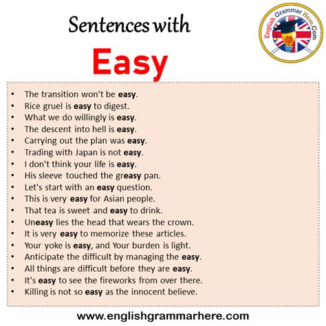 Easy In A Sentence