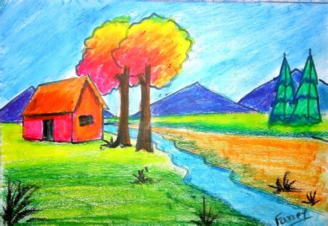 easy landscape painting for kids