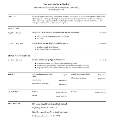 easy resume examples for students