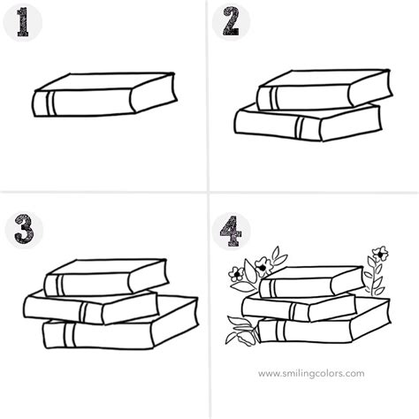 Easy Stack Of Books Drawing