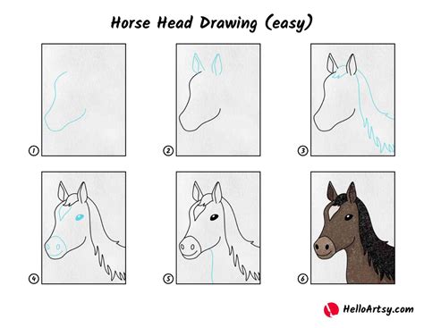 easy to draw horse head step by step