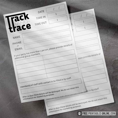 Easy to Use Printable Track and Trace Form