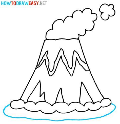easy volcano drawing