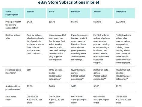 Ebay Starter Store Fees
