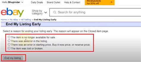 Ebay.co.uk End Listing