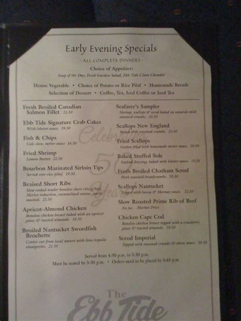 Ebb Tide Menu
