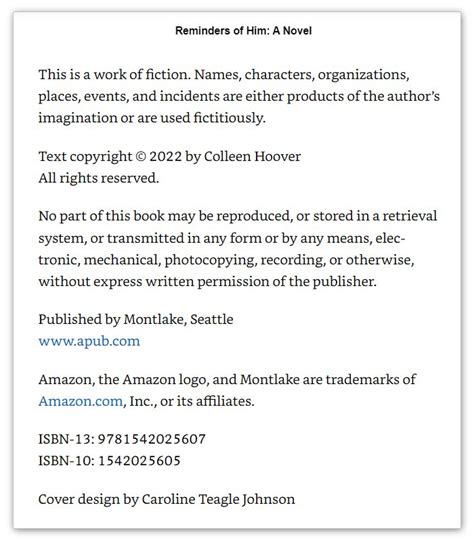 Ebook Copyright Page Template