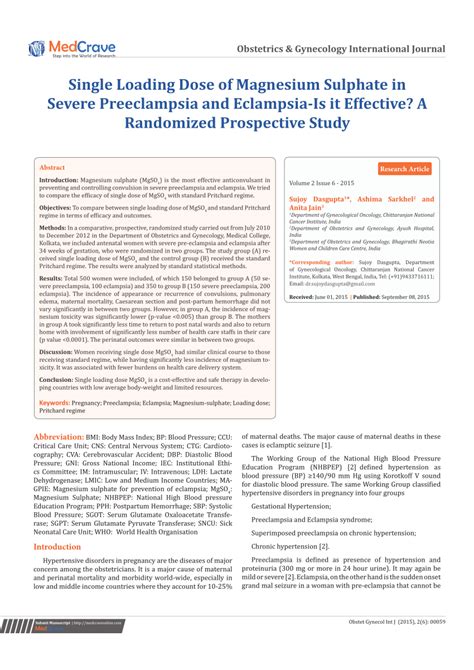 Eclampsia Loading Dose