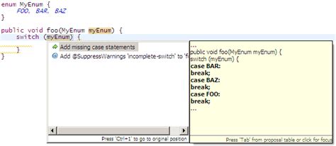 Eclipse Autocomplete Switch Case