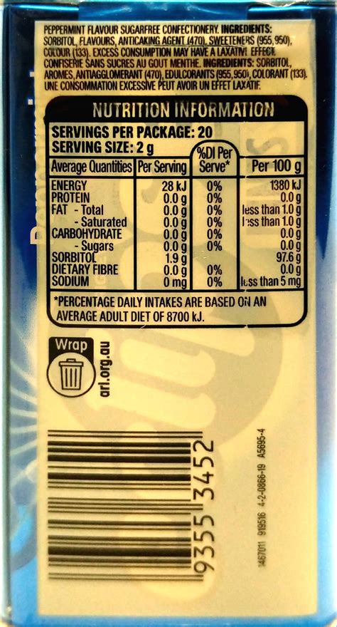 Eclipse Peppermint Ingredients