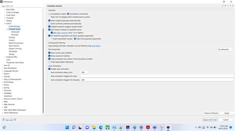 Eclipse Reset Autocomplete