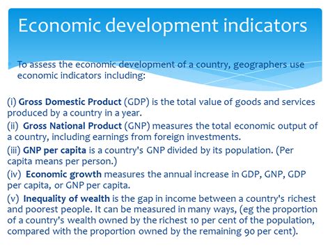 Economic Development Indicators Handout