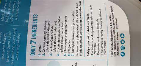 Ecos Laundry Detergent Sheets Ingredients