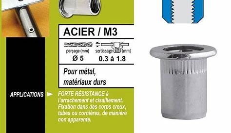 Ecrou A Sertir M8 Leroy Merlin Embase Crantée Inox 4 Din 6923