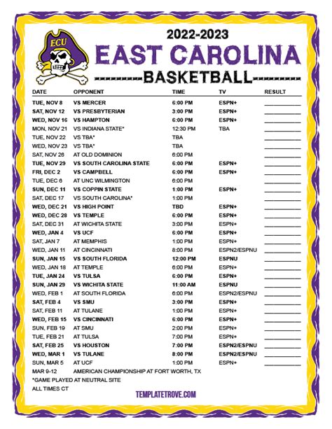 ecu pirates basketball schedule